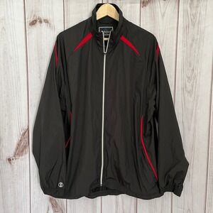 Holloway Mens Lightweight Full Zip Windbreaker Jacket Black Red Size L